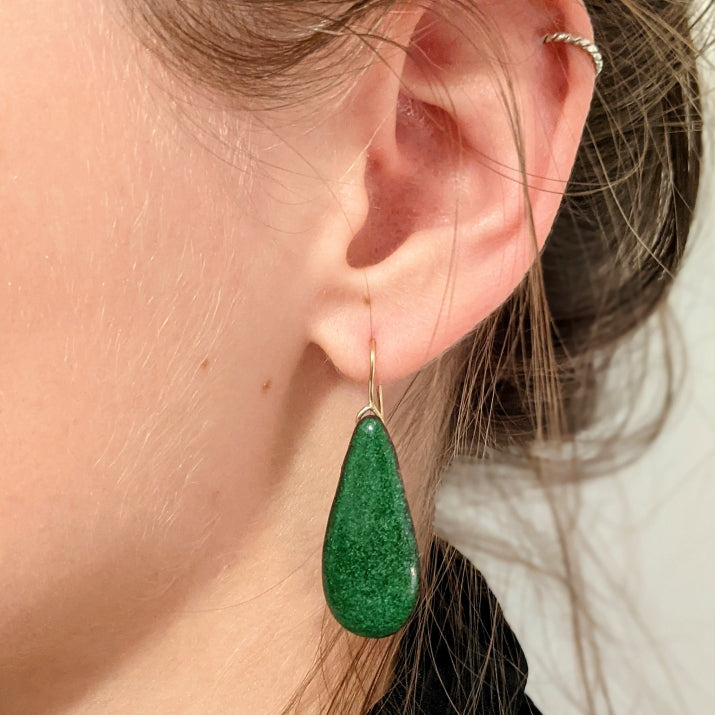 Jade Green Enamel Earrings