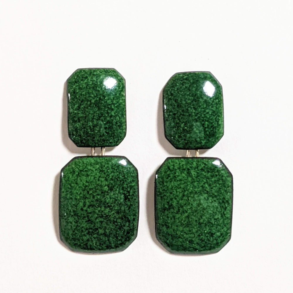 Small Emerald Green and Gold Earrings
