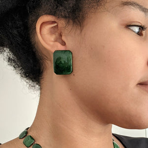 
                
                    Load image into Gallery viewer, Large Emerald Green Earrings
                
            