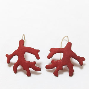 Small Red Coral Earrings