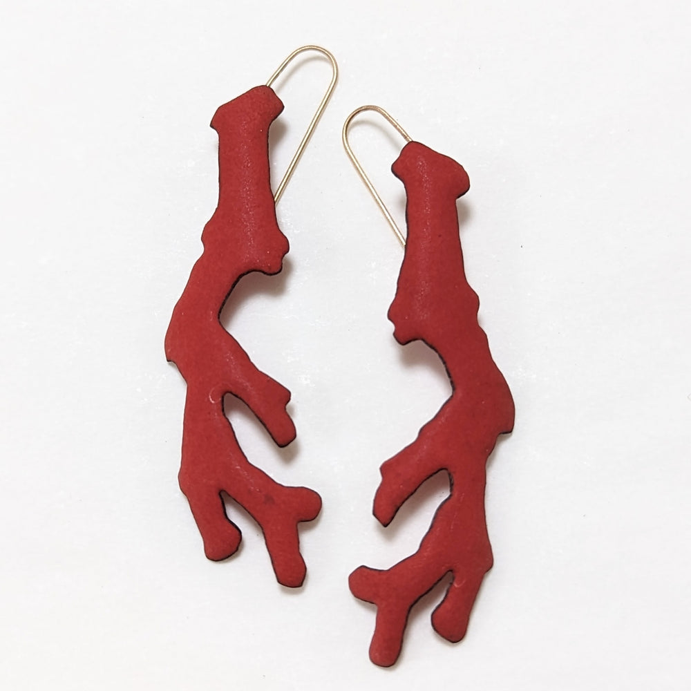 
                
                    Load image into Gallery viewer, Large Red Coral Earrings
                
            