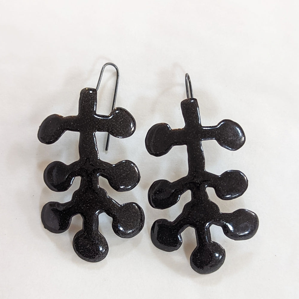 Black Connected Dot Earrings
