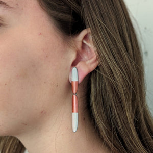
                
                    Load image into Gallery viewer, Pink and Red Double Drop Earrings
                
            