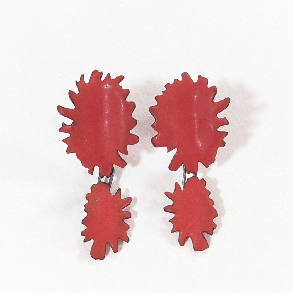 Double Red Post Earrings