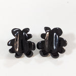 Shiny Black Pop Art Flower Earrings