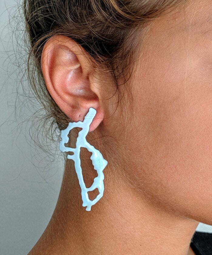 Blue Rorschach earrings